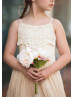 Champagne Jersey Lace Twirl Flower Girl Dress